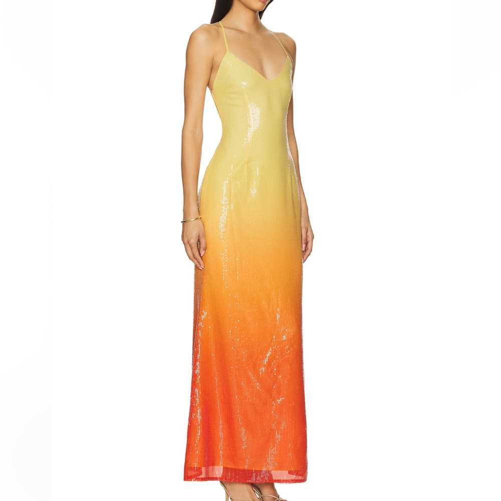 NWT Ombré yellow and orange sequin maxi dress